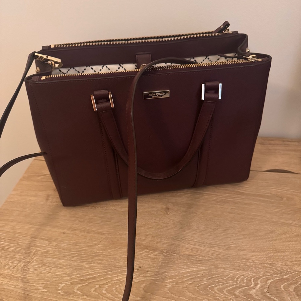 Kate Spade Deep Purple Leather Tote Bag